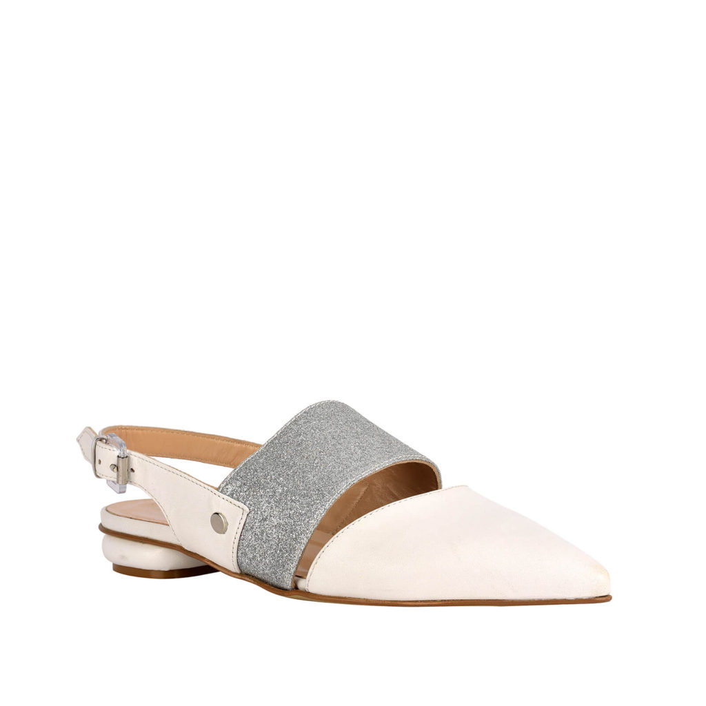 low cream sandal and silver formentini